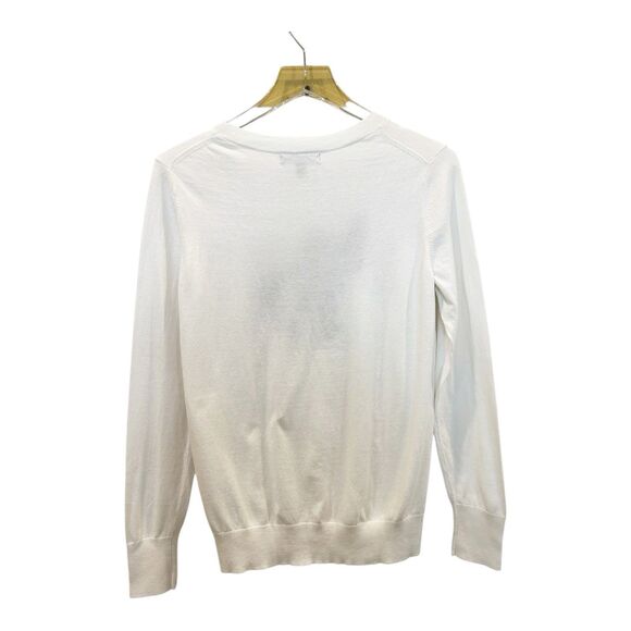 Banana Republic Frenchie Intarsia Bow Sweater Sz M Cream Lightweight - Picture 5 of 5